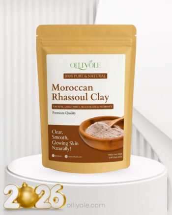 OlliYole Pure Rhassoul (Ghassoul) Clay Powder for Deep Pore Detox and Hair Volumizing Mask